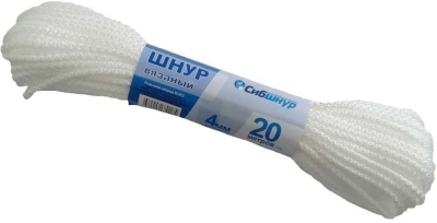 Шнур вязаный д 4 мм белый 20 м /70