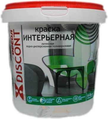 Краска Дисконт ВД интерьер.  1,5 кг белая матовая 3228 /6