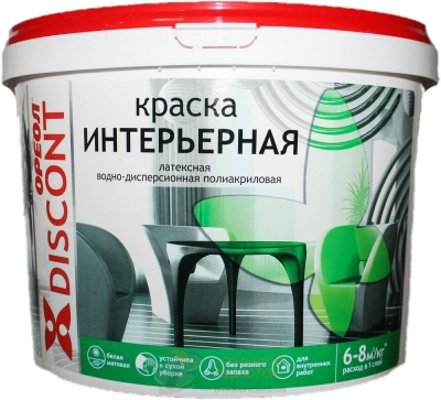Краска Дисконт ВД интерьер. 13 кг белая матовая 6540 