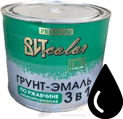 Грунт-эмаль по ржавчине 3в1 черная 1,8 кг /6