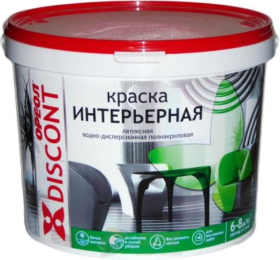 Краска Дисконт ВД интерьер.  6,5 кг белая матовая 6533 /2